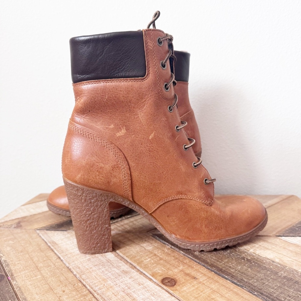 Timberland Glancy Tan Leather Heeled Boots - Picture 5 of 12